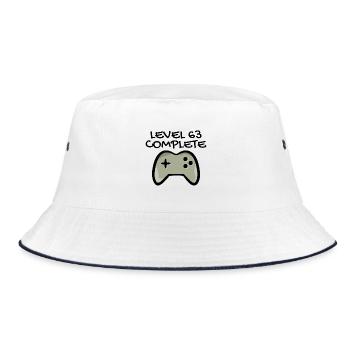 63. Geburtstag - 63 Jahre Geschenk - Bucket Hat - Weiß/Navy - Vorne