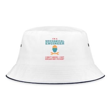 Lustiges Maschinenbau-Zitat für Mechanical - Bucket Hat - Weiß/Navy - Vorne