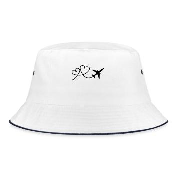Flugzeug - Bucket Hat - Weiß/Navy - Vorne
