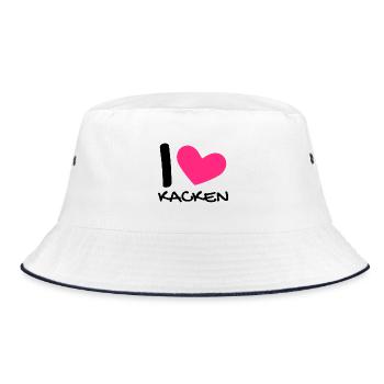 Ich liebe Kacken - Bucket Hat - Weiß/Navy - Vorne