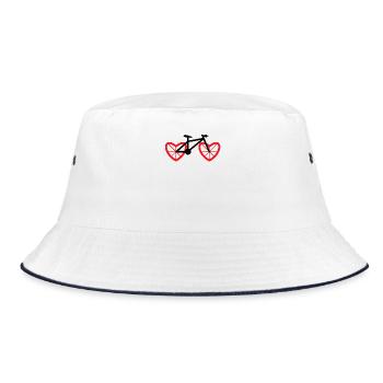 Fahrrad Herz Rad - Bucket Hat - Weiß/Navy - Vorne