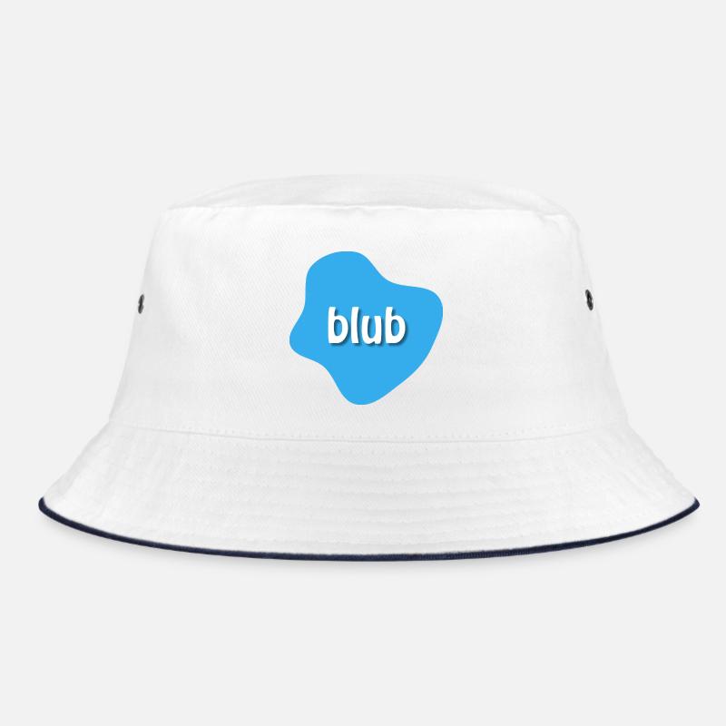 Text "blub" auf blauem Fleck, Klecks Bucket Hat