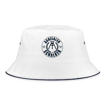 Asozialer Schalker | Gelsenkirchen Schalke - Bucket Hat - Weiß/Navy - Vorne