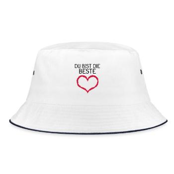Du bist die Beste Herz Geschenk - Bucket Hat - Weiß/Navy - Vorne