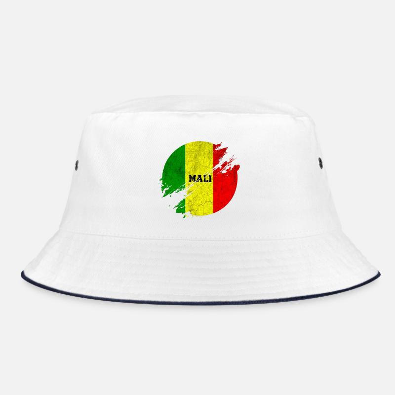 Drapeaux Mali cercle vintage - Bob - blanc/marine