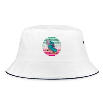 Rollschuh Vintage Design / Geschenk - Bucket Hat - Weiß/Navy - Vorne