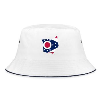 Ohio USA State Ohio Flagge Karte - Bucket Hat - Weiß/Navy - Vorne