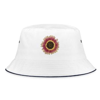 Purple Sunflower Yellow Wreath - Bucket Hat - white/navy - Front