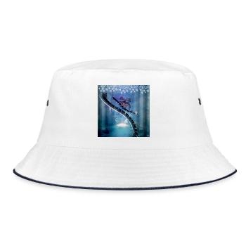 Curved piano in a winter landscape with dragon - Bucket Hat - white/navy - Front