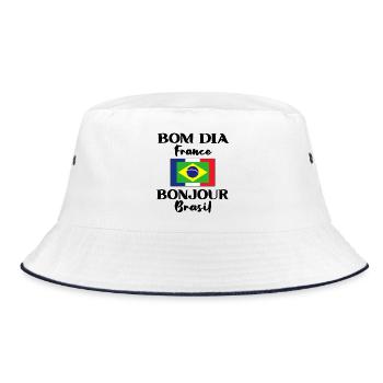 Brésil France Drapeau Brésilien Cadeau - Bob - blanc/marine - Devant