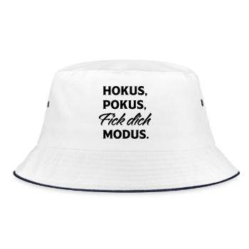 Hokus Pokus Fick Dich Modus - Bucket Hat - Weiß/Navy - Vorne