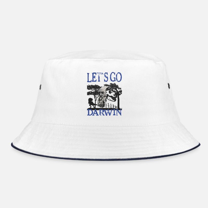 Charles Darwin Evolution textile gift idea - Bucket Hat - white/navy