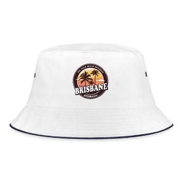 Brisbane Australia Vintage Beach Design - Bucket Hat - white/navy - Front