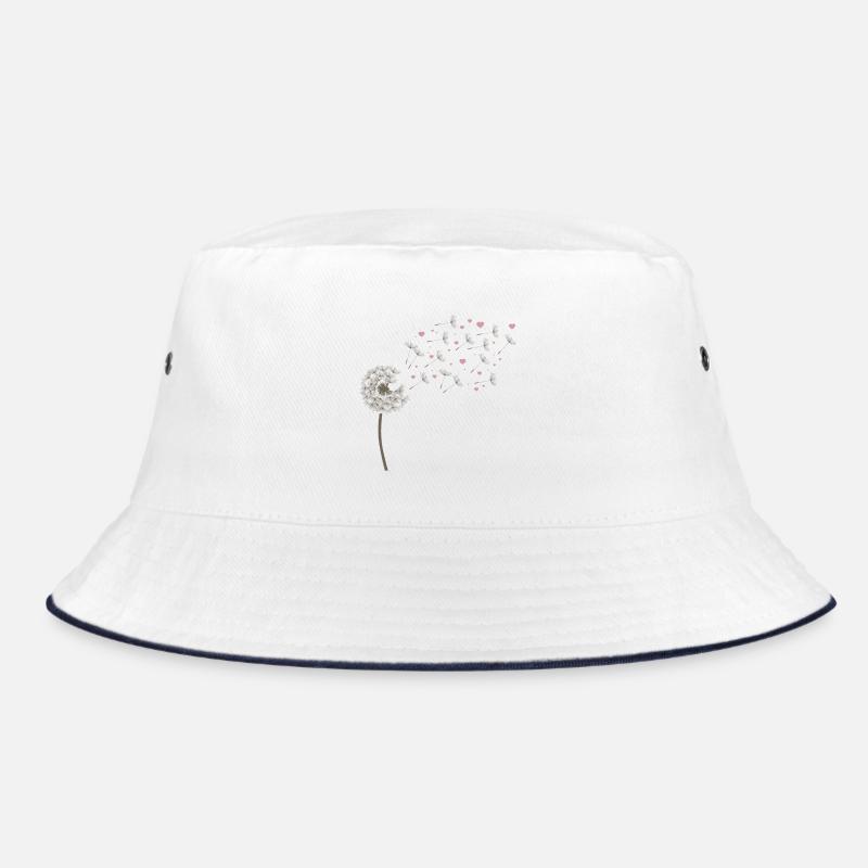 Pusteblume mit Herzen – Liebe & Verliebt - Bucket Hat - Weiß/Navy