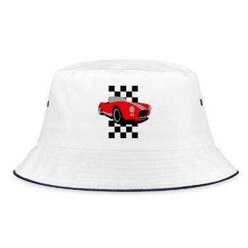 Red Classic Roadster Shelby Cobra - Bucket Hat - white/navy - Front