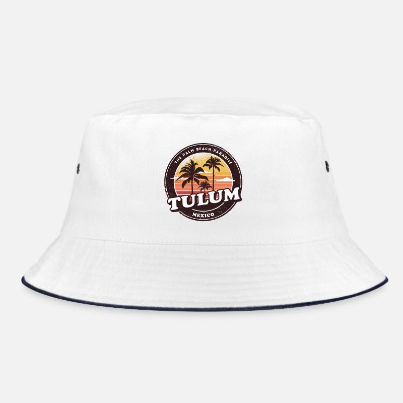 Tulum Mexique Vintage Beach Design - Bob - blanc/marine