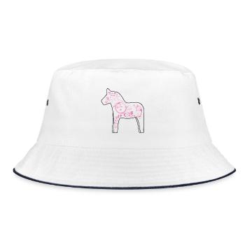 Dala Pferd Pink - Bucket Hat - Weiß/Navy - Vorne