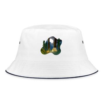 Moonlit night in forest camping - Bucket Hat - white/navy - Front