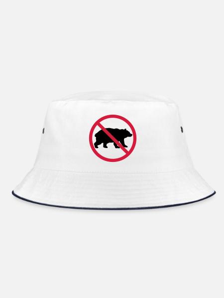 Bär Verboten Schild - Bucket Hat - Weiß/Navy - Vorne