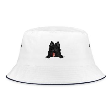 Schwarzer norwegischer Elchhundhund für Peeking Dog Liebhaber - Bucket Hat - Weiß/Navy - Vorne