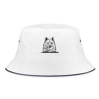 Japanischer Spitzhund für spähende Hundeliebhaber - Bucket Hat - Weiß/Navy - Vorne