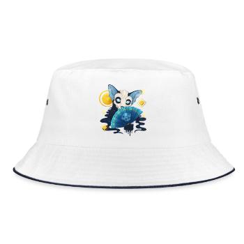 Blue Ink Spirits - Ghost Cat Dia De Los Muertos - Bucket Hat - white/navy - Front