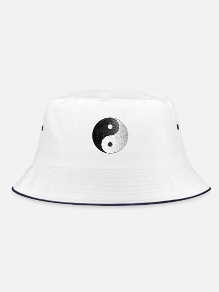 Textured Yin Yang Nebula - Bucket Hat - Weiß/Navy