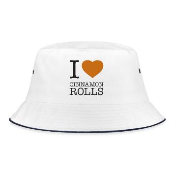 I LOVE CINNAMON ROLLS Zimtrollen Fika - Bucket Hat - Weiß/Navy - Vorne