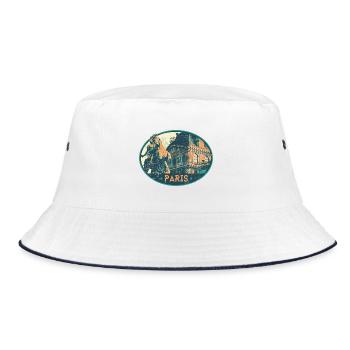 Retro-Abzeichen, Paris Frankreich ist meine Heimatstadt - Bucket Hat - Weiß/Navy - Vorne