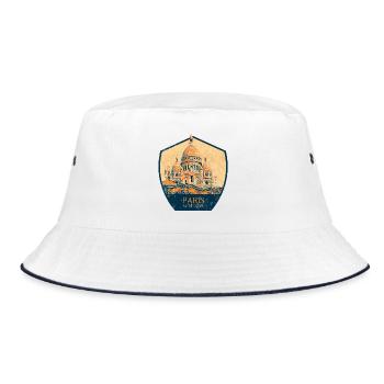 Retro-Abzeichen, Paris Frankreich ist meine Heimatstadt - Bucket Hat - Weiß/Navy - Vorne