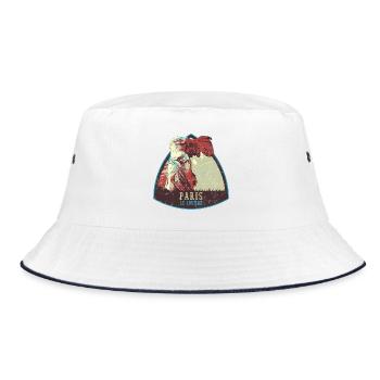 Retro-Abzeichen, Paris Frankreich ist meine Heimatstadt - Bucket Hat - Weiß/Navy - Vorne