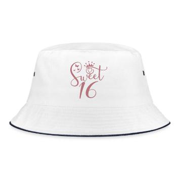 Sweet Sixteen Cute 16th Birthday Gift 16 Years Old - Bucket Hat - white/navy - Front