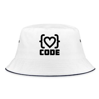 Heart programmer code logo with text CODE - Bucket Hat - white/navy - Front