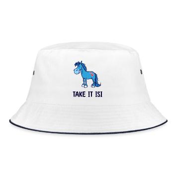 Pferdeliebe Islandpferde Herz Pferde Statement - Bucket Hat - Weiß/Navy - Vorne