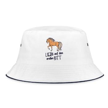 Lustig Statement Islandpferde Pferdeliebe Pferde - Bucket Hat - Weiß/Navy - Vorne