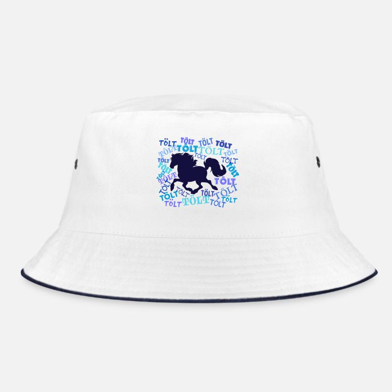 Pferdenarr Spruch Pferde Tölt Islandpferde - Bucket Hat - Weiß/Navy