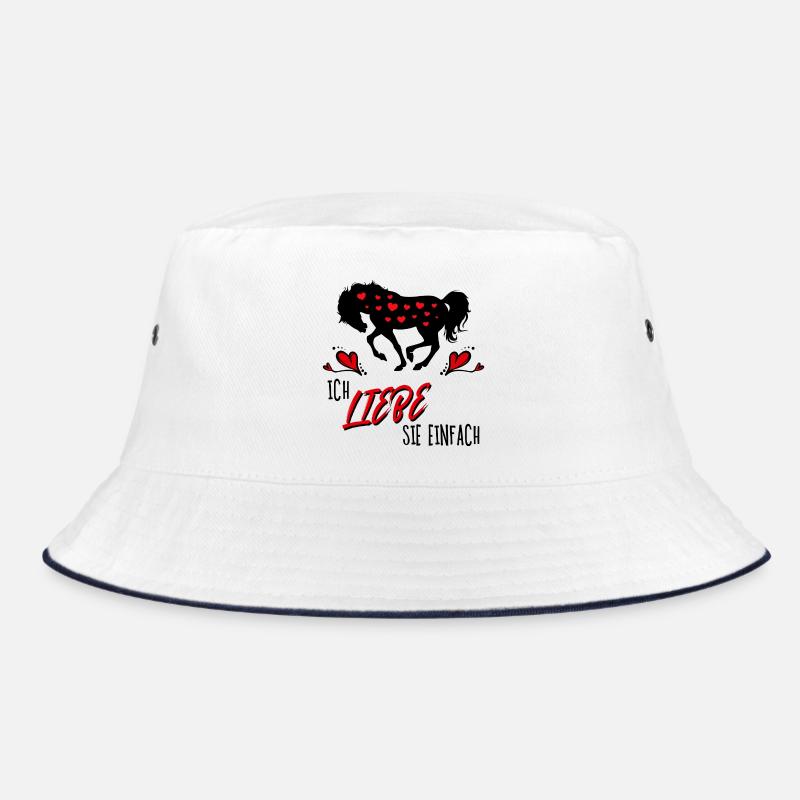 Pferde Herz Statement Isländer Islandpferde - Bucket Hat - Weiß/Navy