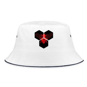 Honigbiene auf Wabe - Bucket Hat - Weiß/Navy - Vorne