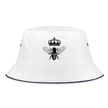 Bienenkönigin mit Krone - Bucket Hat - Weiß/Navy - Vorne