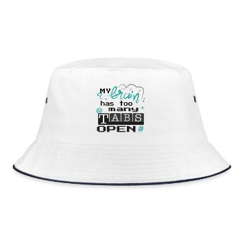 my brain has too many tabs open - Bucket Hat - white/navy - Front