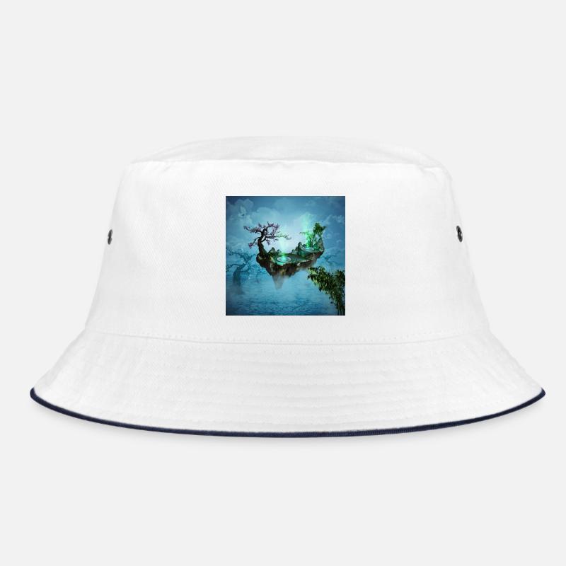 Flying island with trees Bucket Hat