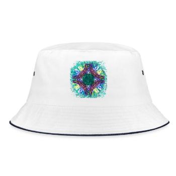Modernes Mandala 1 - Bucket Hat - Weiß/Navy - Vorne