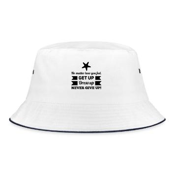 Abstract Monochrome Geometric Pattern - Bucket Hat - white/navy - Front