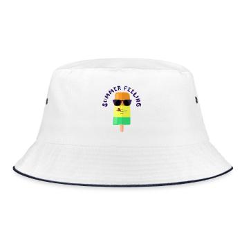 Ice cream with sunglasses Summer Feeling Summer - Bucket Hat - white/navy - Front