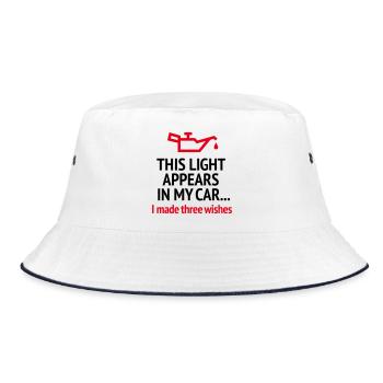 Funny Car Mechanic Saying Oil Lamp Warning Light W - Bucket Hat - white/navy - Front