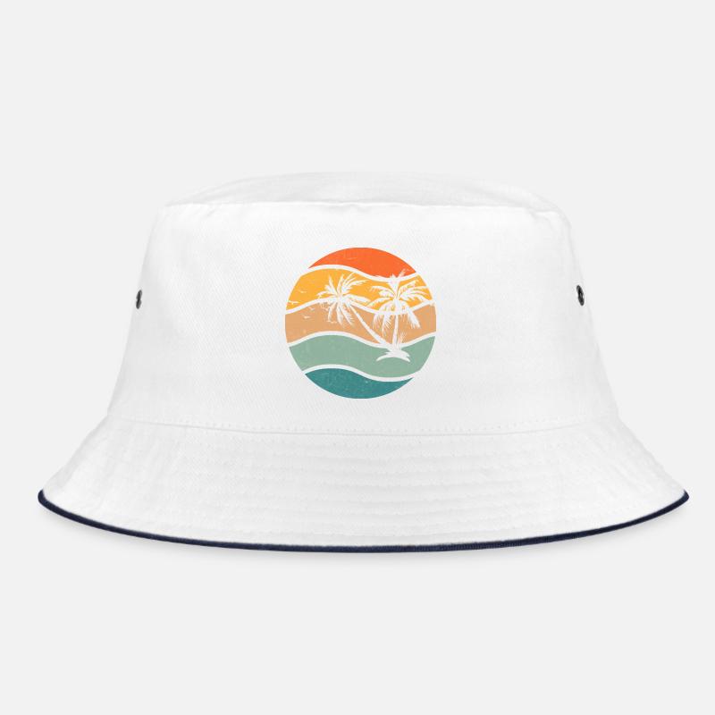 Summer Palm Trees - Bucket Hat - white/navy