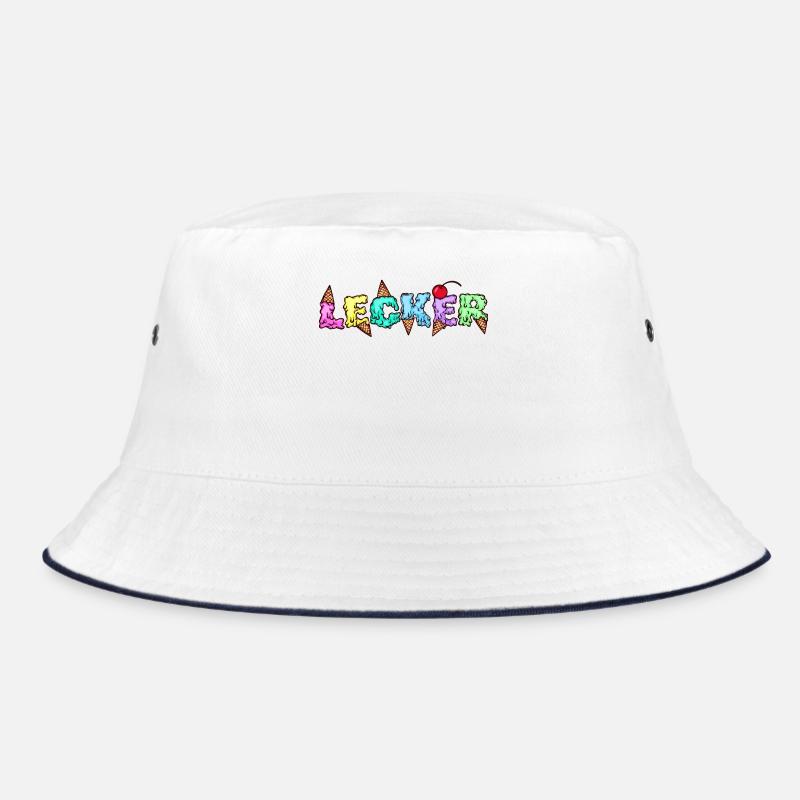Lecker Eis Süßigkeiten Nachspeise Naschen Spruch Bucket Hat