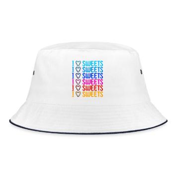 Ich Liebe Süßigkeiten Statement Naschkatzen - Bucket Hat - Weiß/Navy - Vorne