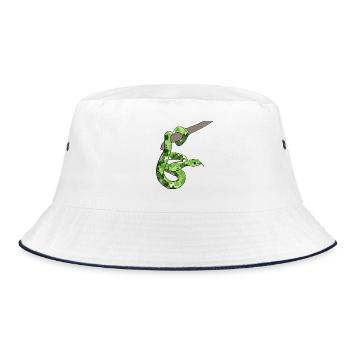 Grüne Schlange - Bucket Hat - Weiß/Navy - Vorne