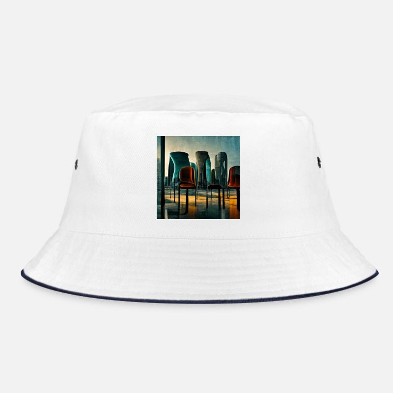 futuristic city scene Bucket Hat